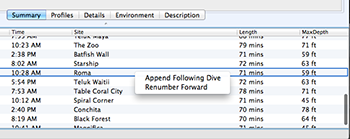 Merge 2 dives/Renumber Dives