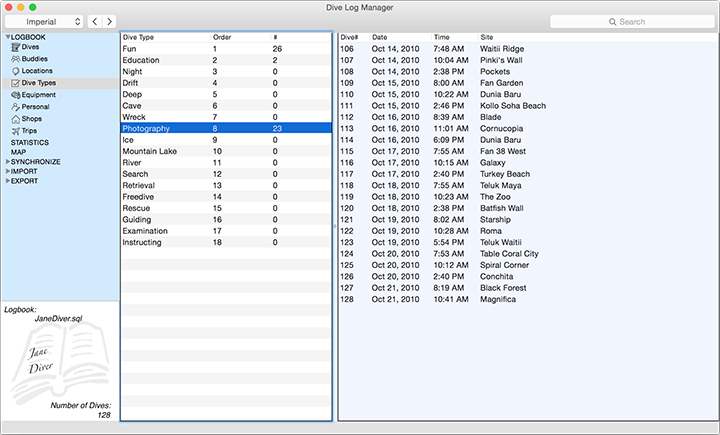 View/Edit the Environmental features of your dive plus all of your tank information. (Supports multiple tanks)